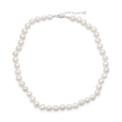 18"+2" White Cultured Freshwater Pearl Necklace
