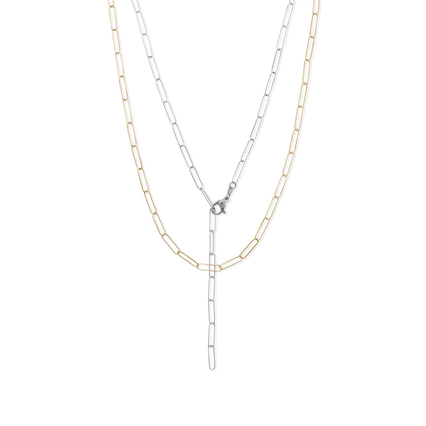 21" 14 Karat Italian Gold Plated Paperclip Chain Necklace