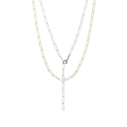 21" 14 Karat Italian Gold Plated Paperclip Chain Necklace