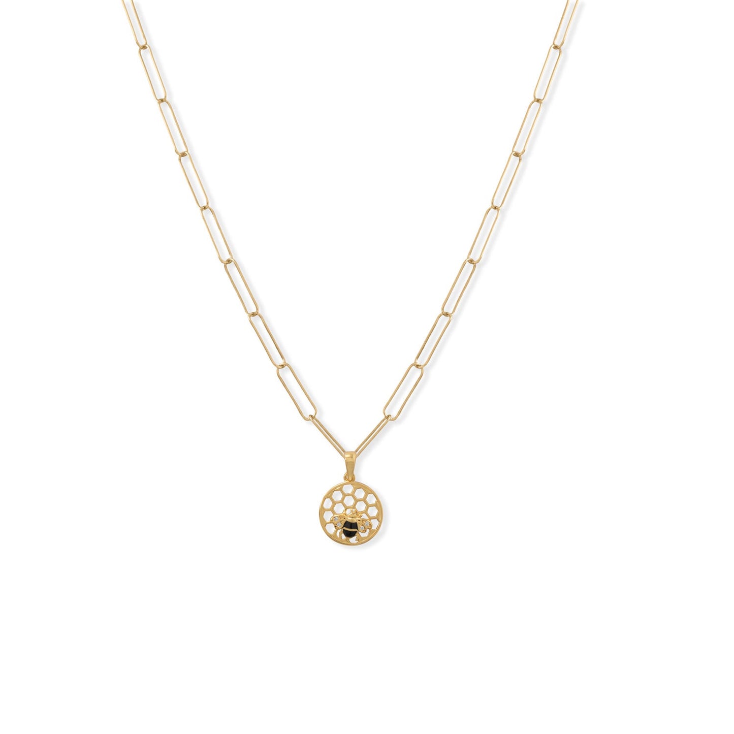 21" 14 Karat Italian Gold Plated Paperclip Chain Necklace