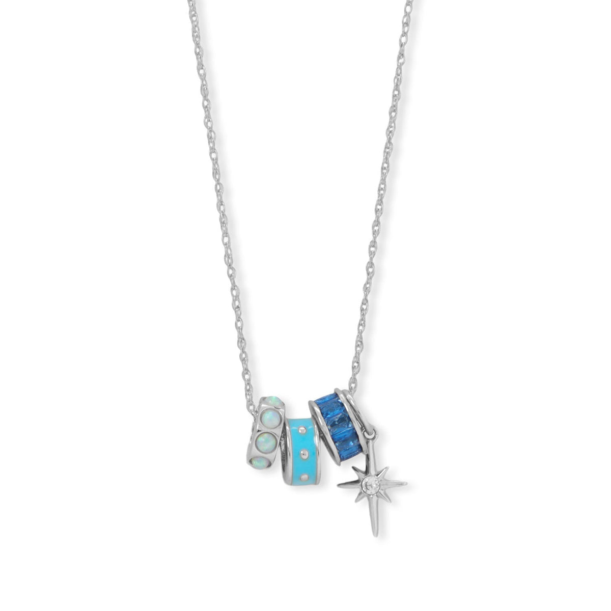 Twinkling Twilight! 18" Rhodium Plated Charm Necklace