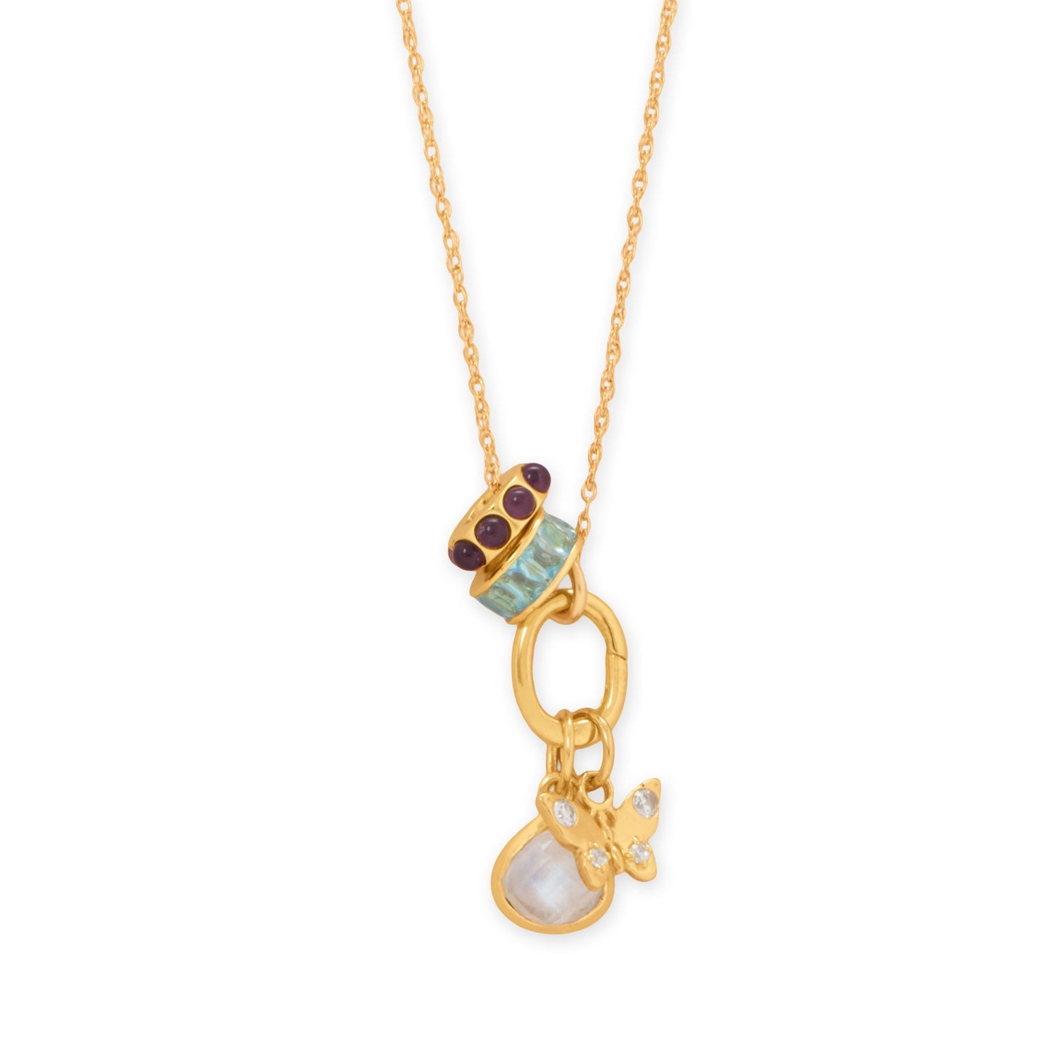 Soarin' and Shinin'! 18" 14 Karat Gold Plated Charm Necklace