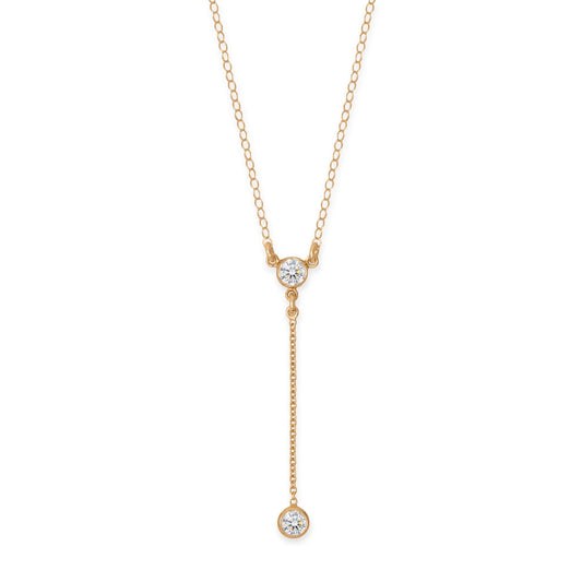 Katie Gold Filled 4mm CZ Y Drop Necklace