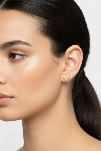 "Heart of Gold" Heart Stud Earrings
