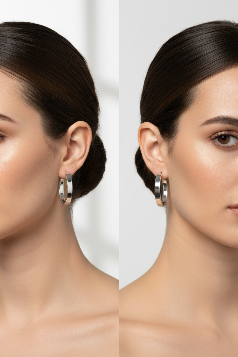 Sterling Silver 5.5mm Oval Hoop Earrings