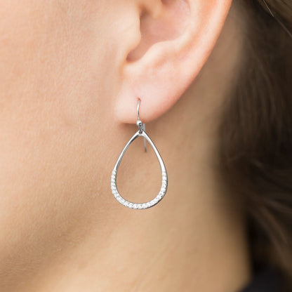 French Wire  CZ Pear Drop Earrings
