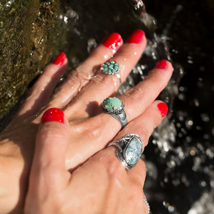 Sterling Silver Turquoise Flower Ring