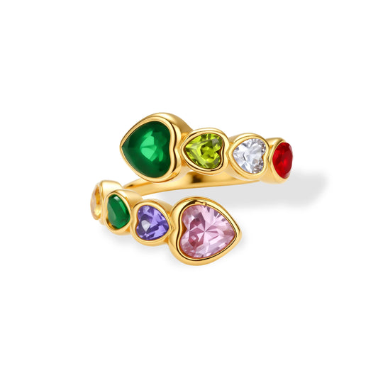 Rainbow Hearts Ring by Gabriella's Jewels