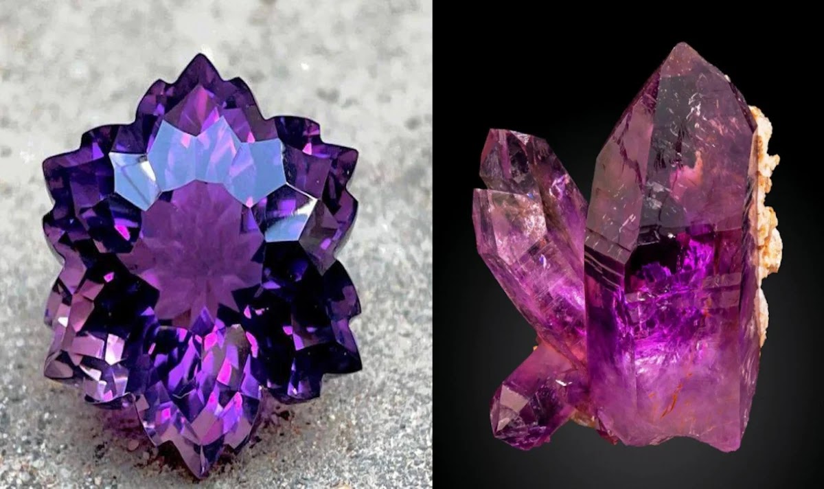 Faceted Genuine Amethyst and Sterling Silver French Wire Earrings