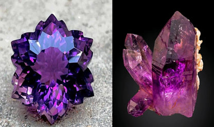 Faceted Genuine Amethyst and Sterling Silver French Wire Earrings