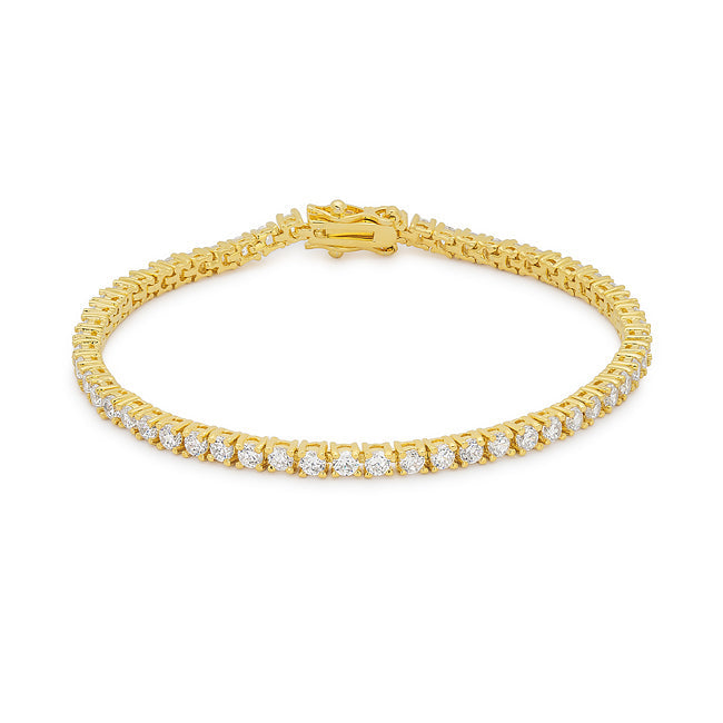 18K Plated Yellow Gold CZ Tennis 8 Inch Bracelet