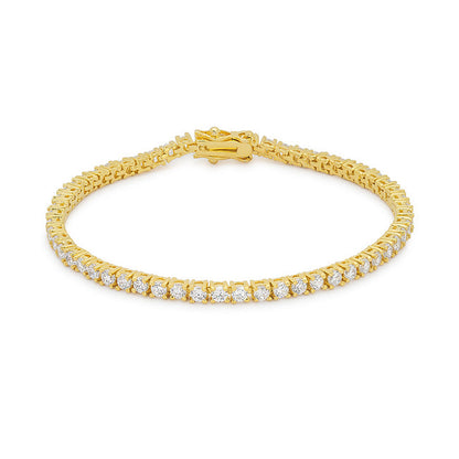 18K Plated Yellow Gold CZ Tennis 8 Inch Bracelet