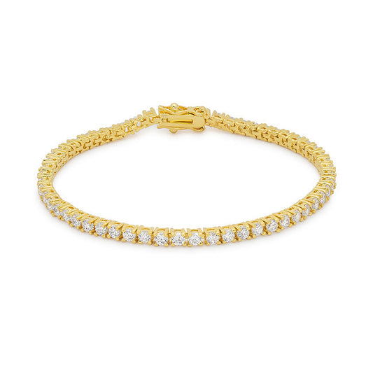 18K Plated Yellow Gold CZ Tennis 8 Inch Bracelet