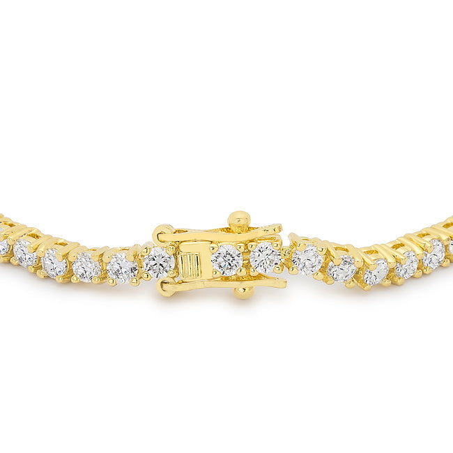 18K Plated Yellow Gold CZ Tennis 8 Inch Bracelet