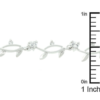 Nathans Elegant Silver Floral Vine Cubic Zirconia  Tennis Bracelet