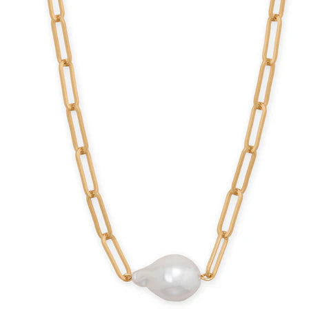 Baroque Pearl Drop Fashion Paperclip Necklace – GABRIELLA'S JEWELS
