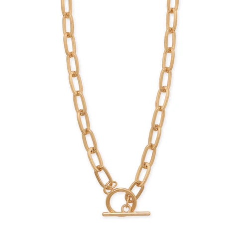 18" Gold Tone Paperclip Toggle Fashion Necklace