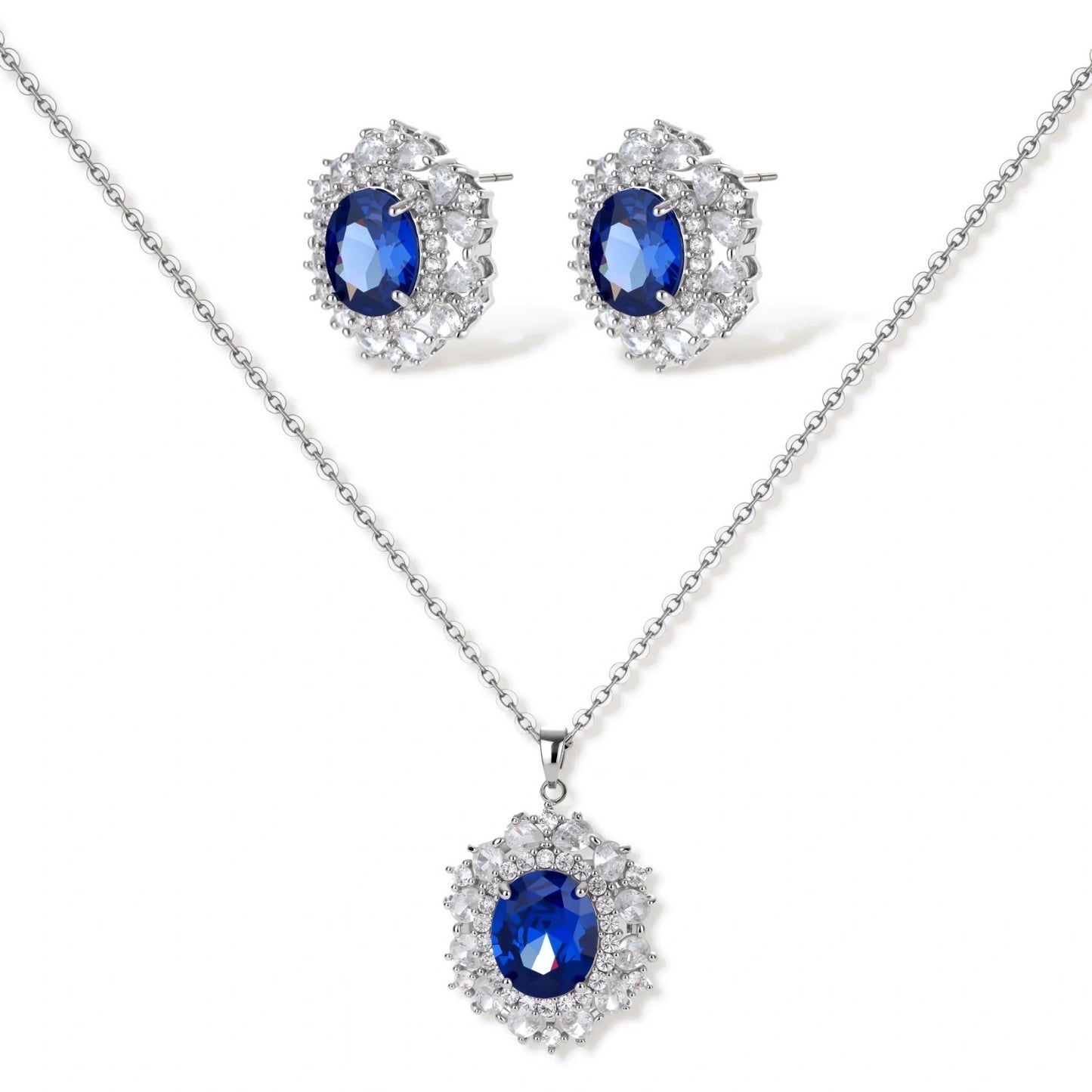 Royal Sapphire Halo Set by Gabriella's Jewels