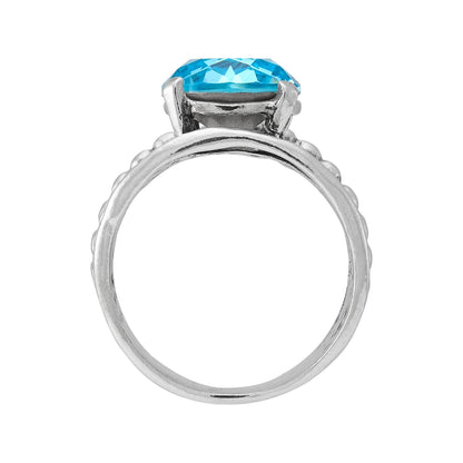 Sterling Silver Blue Crystal Ring Made in Israel